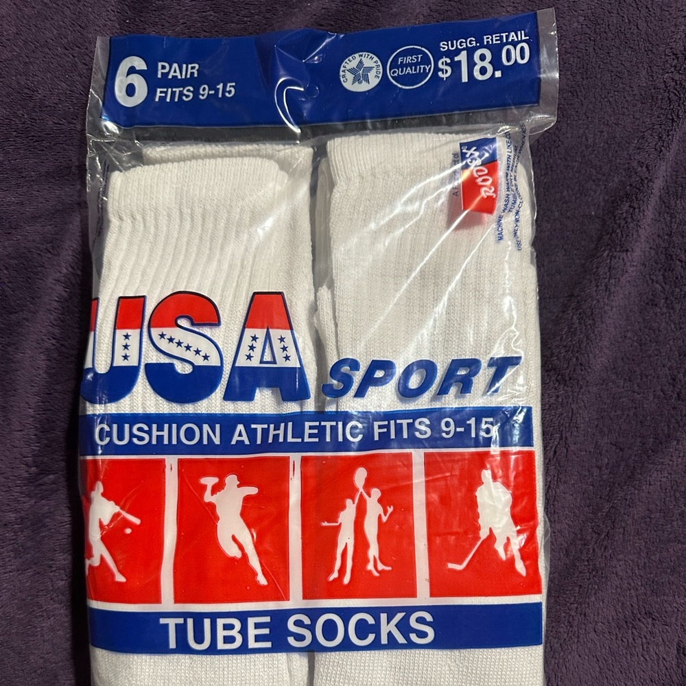 White athletic socks 6pk